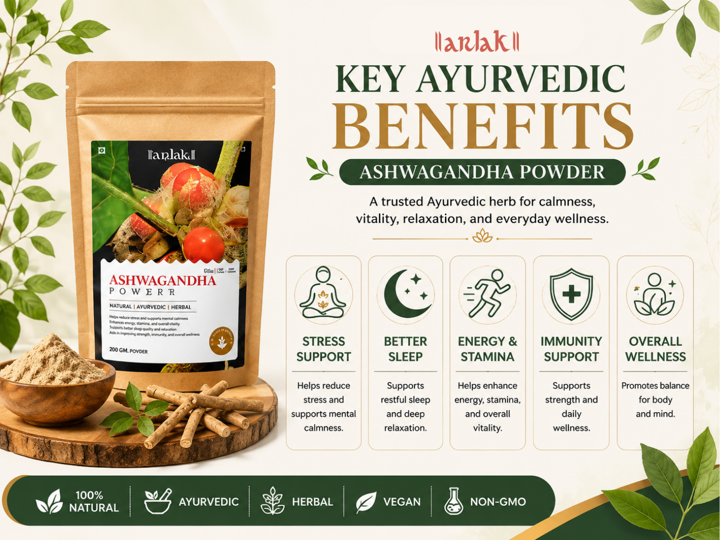 Arlak Ashwagandha Powder — Nature's Trusted Adaptogen for Calm, Strength, and Restful Sleep - Image 4
