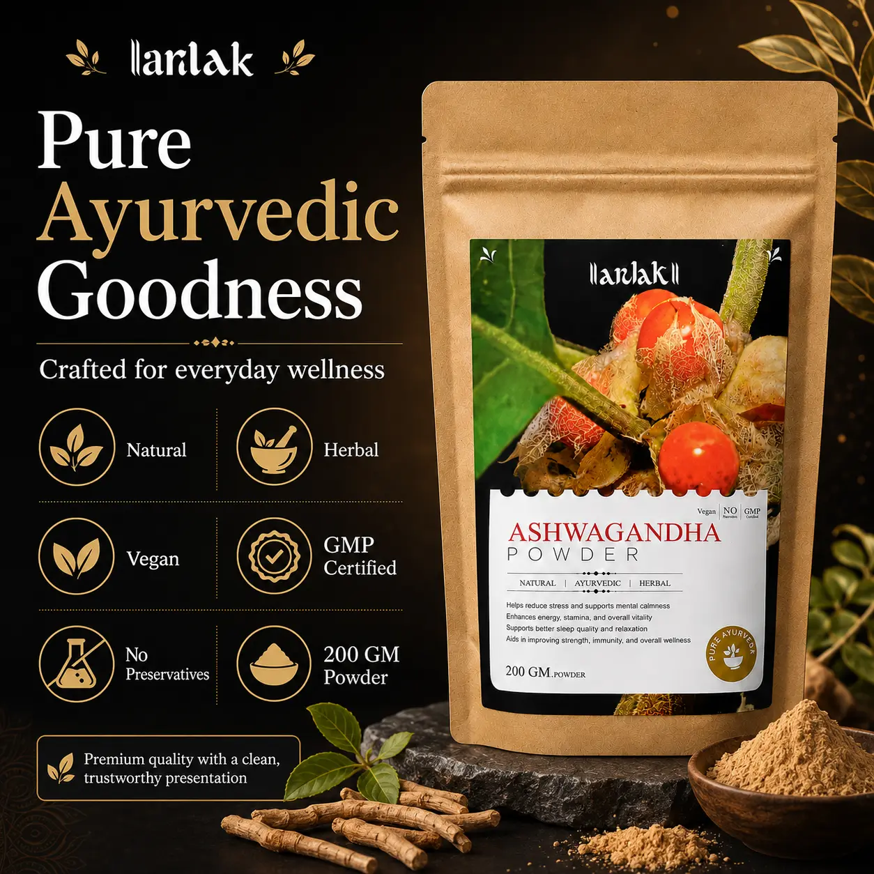 Arlak Ashwagandha Powder — Nature's Trusted Adaptogen for Calm, Strength, and Restful Sleep - Image 5