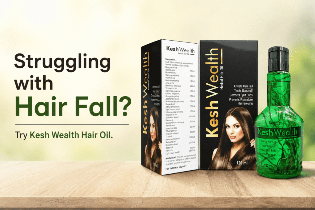treat hair fall with kesh wealth hair oil